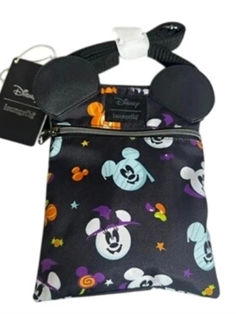 NWT Disney Loungefly Mickey Ghost Pumpkin Crossbody Passport Bag Witch Halloween